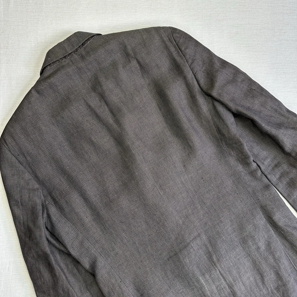 Banana Republic Linen Blazer Sport Coat Slub Men 38R Brown Beige Stripe
